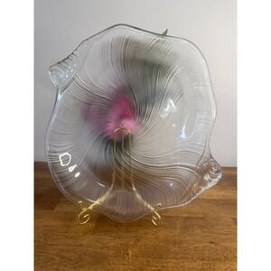 Villeroy Boch Crystal Shell Serving Plate Large Textured Glass Platter Coastal